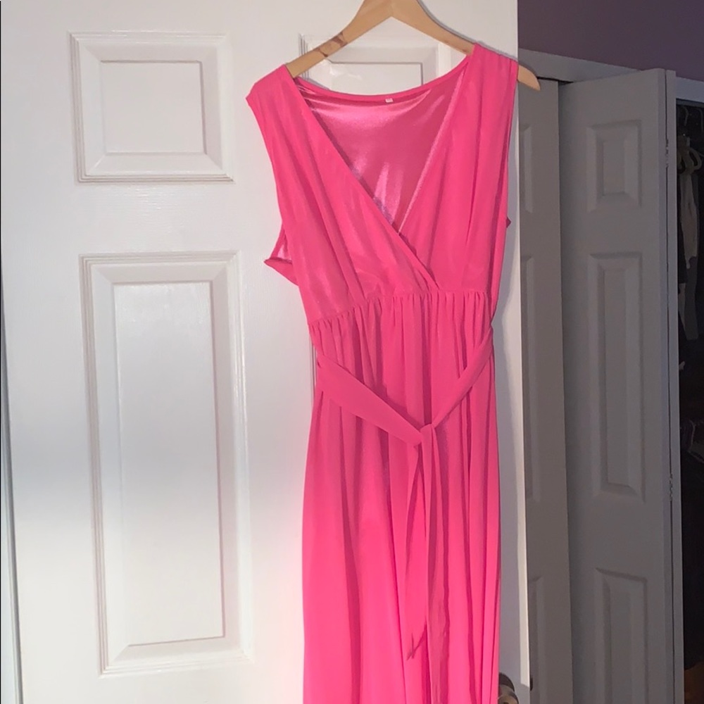 Sexy pink sheer summer dress